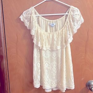 XXI lace flutter sleeve top